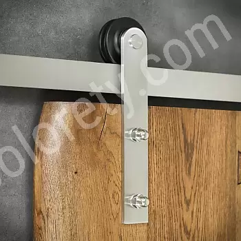 Systém posuvných dverí pre jednokrídlové drevené dvere, hmotnosť do 130 kg, dĺžka 2 metre, šedá farba, nerez, nástenné
