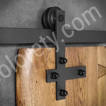 130 kg&#039;a kadar tek kanatlı ahşap kapılar için sürme kapı sistemi, genişlik 2 metre, siyah renk, duvara monte
