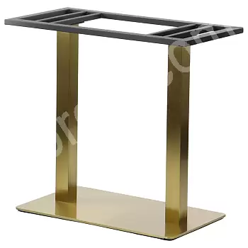 Base de mesa doble de metal en color dorado, con columnas cuadradas, pie 70x40 cm, altura 72,5 cm