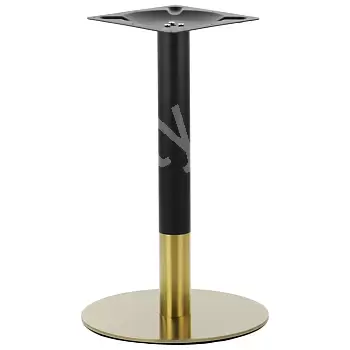 Base de mesa de metal em uma combinação de cor dourada e preta, diâmetro da placa inferior 45 cm, altura 72,5 cm, adequado para tampos de mesa D70 cm