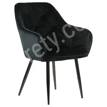 Restaurant chairs with armrests, black, set of 4 chairs
