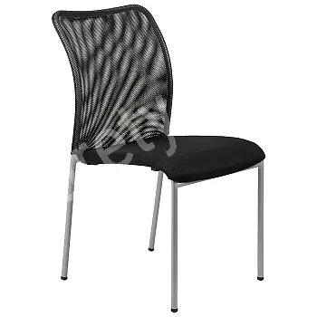 Conference chair in black color with chrome frame, breathable mesh back and upholstered seat, set of 14 chairs