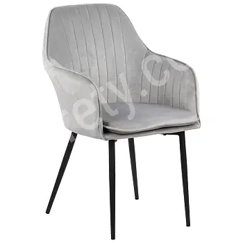 Restaurant chairs with armrests, CN 9020, light gray, black frame, set of 4 chairs