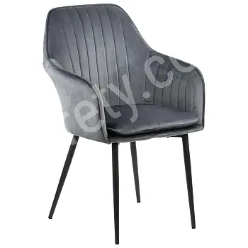 Scaune restaurant cu cotiere, 9020, gri, cadru negru, set 4 scaune