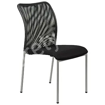 Conference chair in black colour with chrome frame, breathable mesh back and upholstered seat, set of 20 chairs