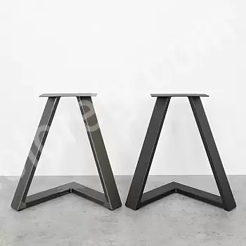 3D метални крака за маса от стомана, височина 45 см, обща ширина 46 см, цвят черен или със стоманен ефект, комплект от 2 бр.
