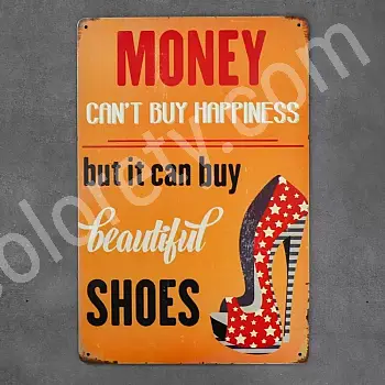 Decoratieve wandplaat, MONEY &amp; SCHOENEN, 30x20 cm