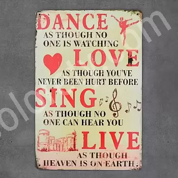 Decorative wall plaque, DANCE LOVE SING, 30x20 cm