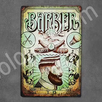 Placa de pared decorativa, BARBER, 30x20 cm