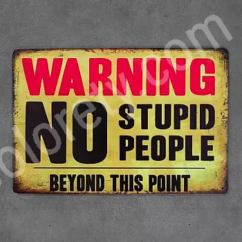 Plaque murale décorative, NO STUPID PPL, 30x20 cm