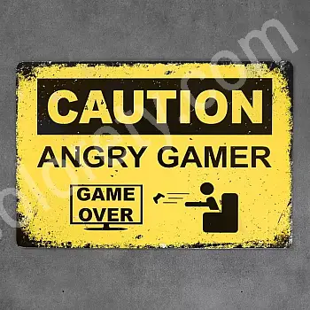 Dekorative Wandplack, ANGRY GAMER 1, 30x20 cm