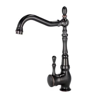Faucet cistine seanré déanta as práis le gob cuartha galánta, dath dubh, airde 31 cm, fad spout 18 cm