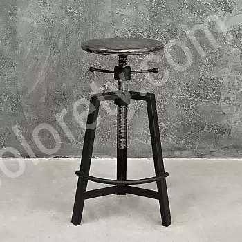 Industriestil mechanesch Héicht Hocker, Stol-Holz, Héicht 57-80 cm