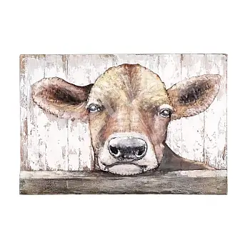 Œuvre d&amp;amp;#039;art en métal 3D « Veau », largeur 90 cm, hauteur 60 cm, poids 8 kg