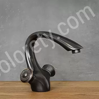 Messingist madala kõrgusega valamusegisti, must, kõrgus 16,5 cm, tila pikkus 14 cm