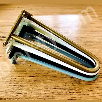 Haarnadel-Möbelbeine aus Metall aus zwei Stangen mit Durchmesser 10 mm aus Stahl, Höhe 20 cm - 4er-Set, Farben: schwarz, weiß, grau, gold