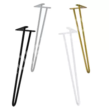Låghöjda hårnålsben för soffbordet från två stålstänger, stavar diameter 10 mm, höjd 43 cm, set med 4 ben, tillgängliga färger svart, vit, grå, guld
