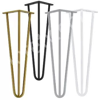 Elegante Hairpin-Beine für einen Couchtisch aus drei Ø12 mm Stahlstäben, Höhe 43 cm - Set mit 4 Beinen, Farben: schwarz, weiß, grau, gold