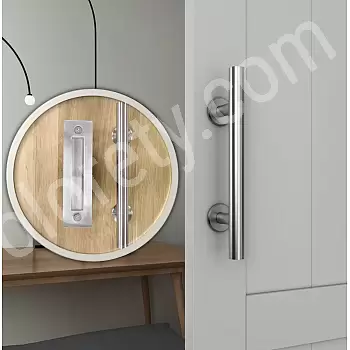 Elegant skydedørshåndtag i sølvfarve eller sort farve, sæt af skinnehåndtag og fladt håndtag uden fræsning, total længde 30 cm