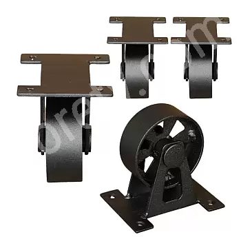 Toplam yüksekliği 100 mm, tekerlek çapı 7,5 cm olan metal mobilya tekerlekleri, 4 parçalı set.