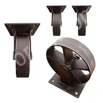 Ruedas decorativas de acero para muebles de 115 mm de diámetro, altura total de 130 mm, juego de 4 ruedas