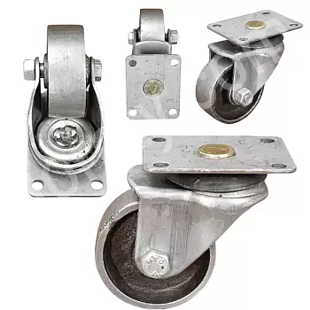 Massive furniture castors made of steel and cast iron, diameter 5 cm, total height 6.5 cm, set of 4 pcs.