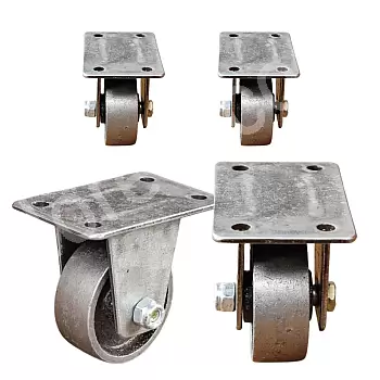 Rotile de mobilier decorative din otel, culoare gri, inaltime 65mm (4 buc.)