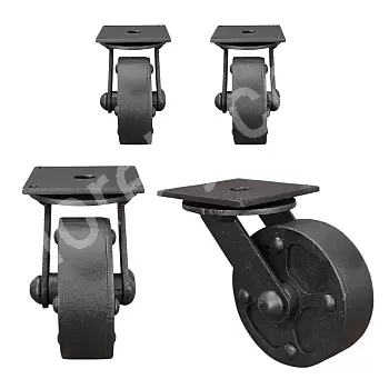 Castors troscán maisiúil gan cruach, dath dubh, airde 90mm (4 ríomhaire)