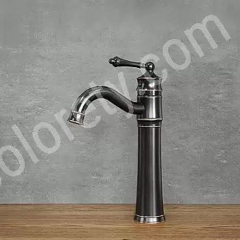 Dřezová baterie v retro stylu, mosaz, černá barva, výška 30 cm, délka výtoku 14 cm
