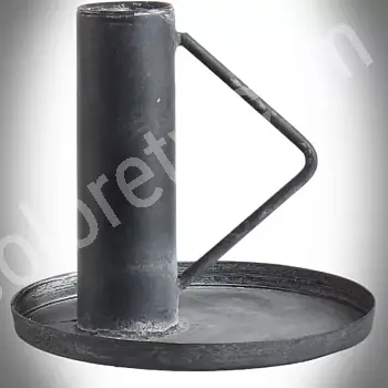 Medieval stylistic cast iron candlestick with a round base and handle, dimensions 111x12.5 mm, set of 4 pcs.