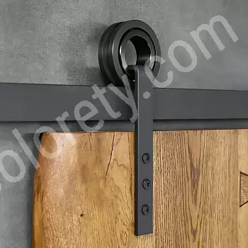 Sistema de porta de correr para portas de madeira em aço, cor preta, para portas até 130 kg, comprimento 2 metros, fixo à parede