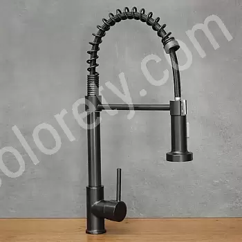 Rubinetto da cucina moderno in stile industriale in ottone con bocca girevole a 360 gradi, altezza 47 cm, lunghezza bocca 18 cm, colore cromato o nero