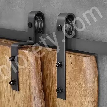 Système de porte coulissante à double bypass en acier, pour portes à double vantail jusqu&#039;à 100 kg, longueur 2 mètres, couleur noire, montage mural