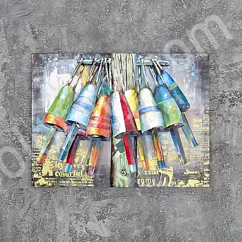 Tekstūruotas metalinis plūduras, pagamintas iš plieno, aukštis 75 cm, plotis 100 cm