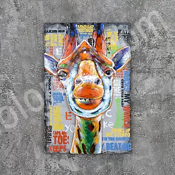 3D Metallwandbild, Wanddekor, Giraff, 60x90 cm