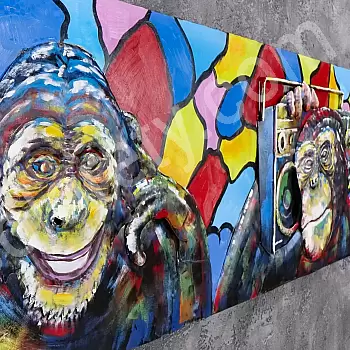 3D metalkunst, Playful Monkeys, 180x56cm
