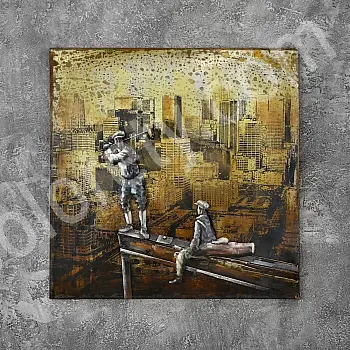 3D kovinska poslikava golf v višino 100x100cm