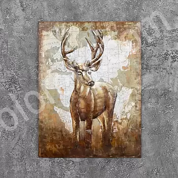 3D metallimaaling, hirved, 100x75cm