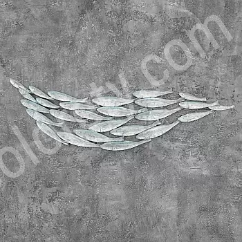 3D metal wall decor, school of fish, 51x174 cm