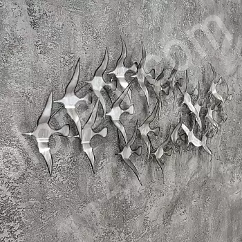 Decorazione da parete in metallo 3D, stormo di uccelli, 58x132 cm