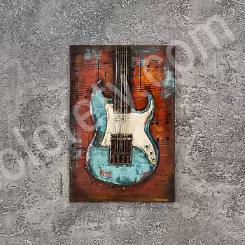 Maisiúchán balla miotail 3D, giotár leictreach, 60x40 cm