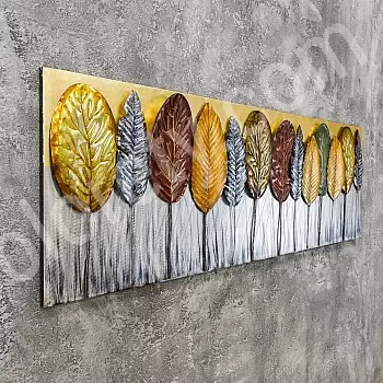 3D väggdekor i metall, skog, 56x180 cm
