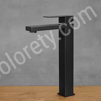 Modern minimalist paslanmaz çelik musluk, yükseklik 30,5 cm, çıkış ucu uzunluğu 14 cm, renk: siyah