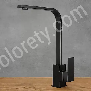 Moderne matte schwaarze quadrateschen Edelstol Kichenkran, minimalistesche geometreschen Design, Héicht 35,2 cm, Auslaaflängt 19,5 cm