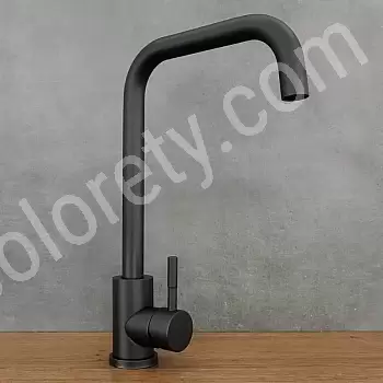 Elegant stående kran gjord av rostfritt stål, höjd 33,5 cm, piplängd 17 cm, svart, antik eller roséguld färg