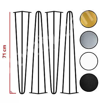Dekorativa hårnålsben i metall - stångdiameter Ø10 mm, höjd 71 cm - set med fyra ben