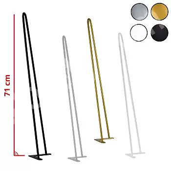 Picioare de masă metalice în ac de păr din 2 bare, diametru 12 mm, înălțime 71 cm - set 4 picioare
