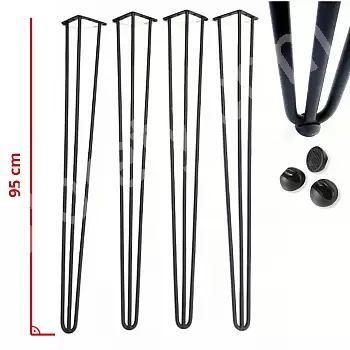 Ozdobná vlásenka kovové stolové nohy Ø12 bar, výška 95 cm - sada štyroch nôh