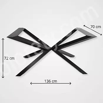 Premium zirnekļa galda pamatne lieliem pusdienu galdiem, augstums 72 cm, platums 70 cm, garums 136 cm, elegants dizains ar 6x6 cm kvadrātveida kājām