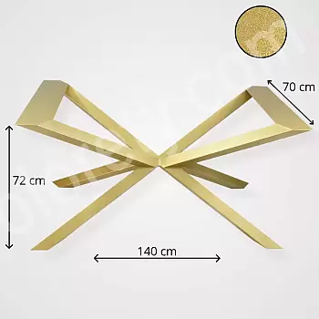 Podnož pavouka zlaté barvy na velké stoly, ruční práce, rozměry 140x70 cm, výška 72 cm, profil nohou 6x6 cm